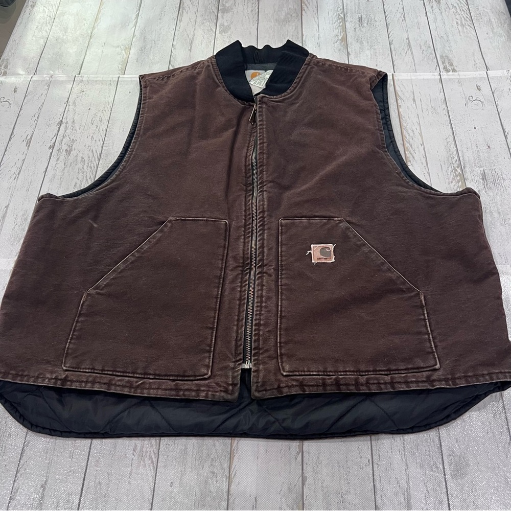 Carhartt V02 Sandstone Duck Arctic Vest Sz 3XL Dark Brown